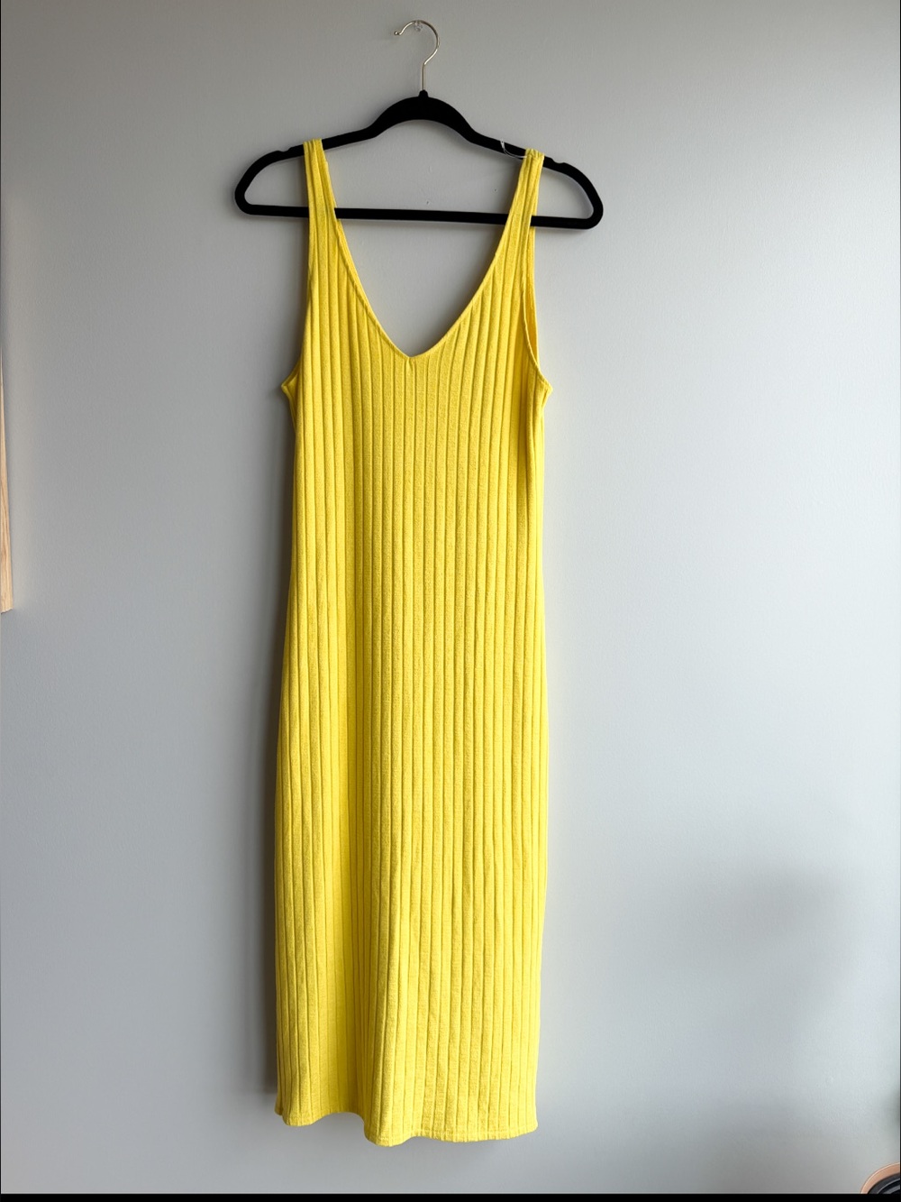 Zara Yellow Ribbed V-Neck Tank Dress